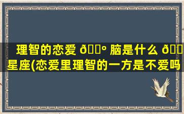 理智的恋爱 🌺 脑是什么 🐺 星座(恋爱里理智的一方是不爱吗)